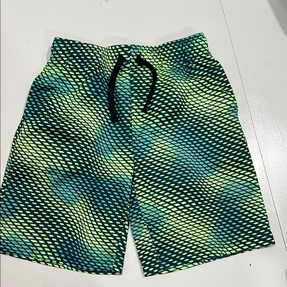 Vibrant Green Patterned Kids Shorts